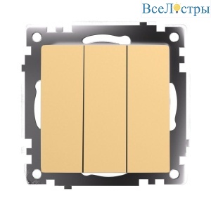 Выключатель трехклавишный Stekker Катрин золото GLS10-7108-08 49219