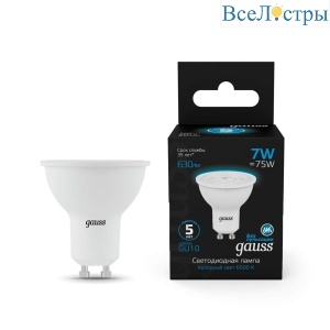 Лампа светодиодная Gauss GU10 7W 6500K матовая 101506307