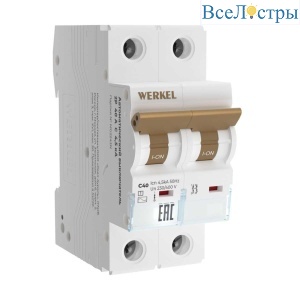 Автоматический выключатель Werkel 2P 40А C 4,5кА W902P404 4690389192845