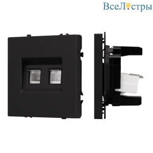 Механизм сдвоенной телефонной розетки Arlight SCT-NOBE-MTL2-SFPL-BK (RJ-11, 4C) (Черный оникс) 054309