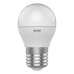 Лампа светодиодная Gauss E27 7,5W 3000К шар матовый 1053218