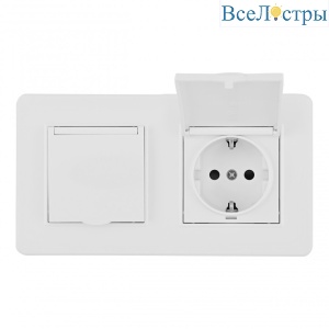 Розетка двойная (двухпостовая) с/з и шторками Arte Milano SET16-2-41-1x2 white