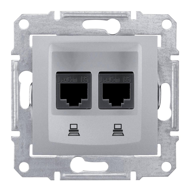 розетка компьютерная 2хrj45 schneider electric sedna utp sdn4400160