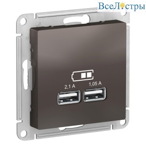 Розетка USB 2 порта Systeme Electric AtlasDesign Мокко ATN000633