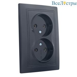 Розетка 2П двойная скрытой установки 16А 250В IP20, черная (керамика) "Дельта" General 477317