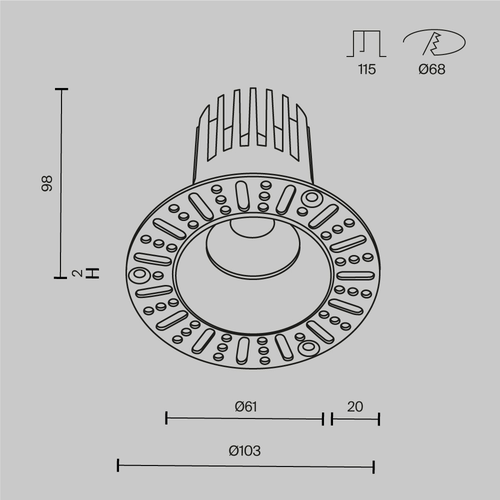 встраиваемый светильник maytoni technical dip dl121-15w-3k-trs-w