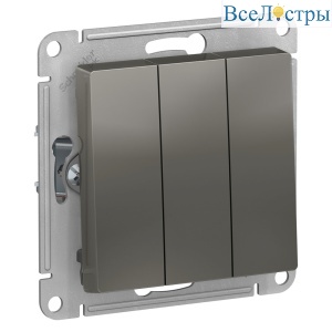 Выключатель 3-клавишный сх.1+1+1, 10АХ Systeme Electric AtlasDesign Сталь ATN000931