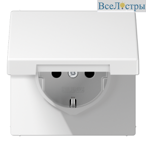 Розетка 2K+З с крышкой Jung LS1521KLWW
