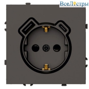 Розетка 1-местная з/ш с/з 16А + USB + Type C (механизм) Stekker Эмили RST16-5119-09 антрацит soft touch 50361
