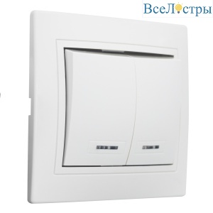 Выключатель 2 кл. с подсветкой скрытой установки 10А 250В IP20,слоновая кость (керамика) "Дельта" Ge 477258