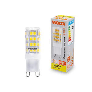 Светодиодная лампа WOLTA 5Вт 3000K G9 кукуруза матовая WSTD-JCD-5W3KG9-C