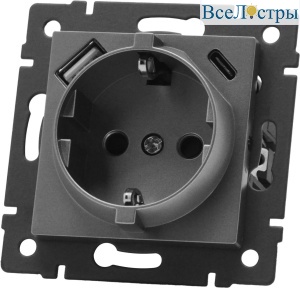 Механизм розетки с USB зарядкой Arlight SCT-MUAC-PL-GR-V (250V, 16A) 049831