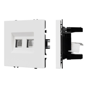 Розетка телефонная двойная софт-тач белый кварц Arlight SCT-MTL2-SFPL-WH (2хRJ-11, 4C) 054308(1)
