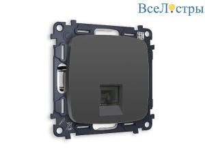 Комплект механизма телефонной розетки RJ-11(4P4C) со шторкой Ambrella Volt Omega MO912030
