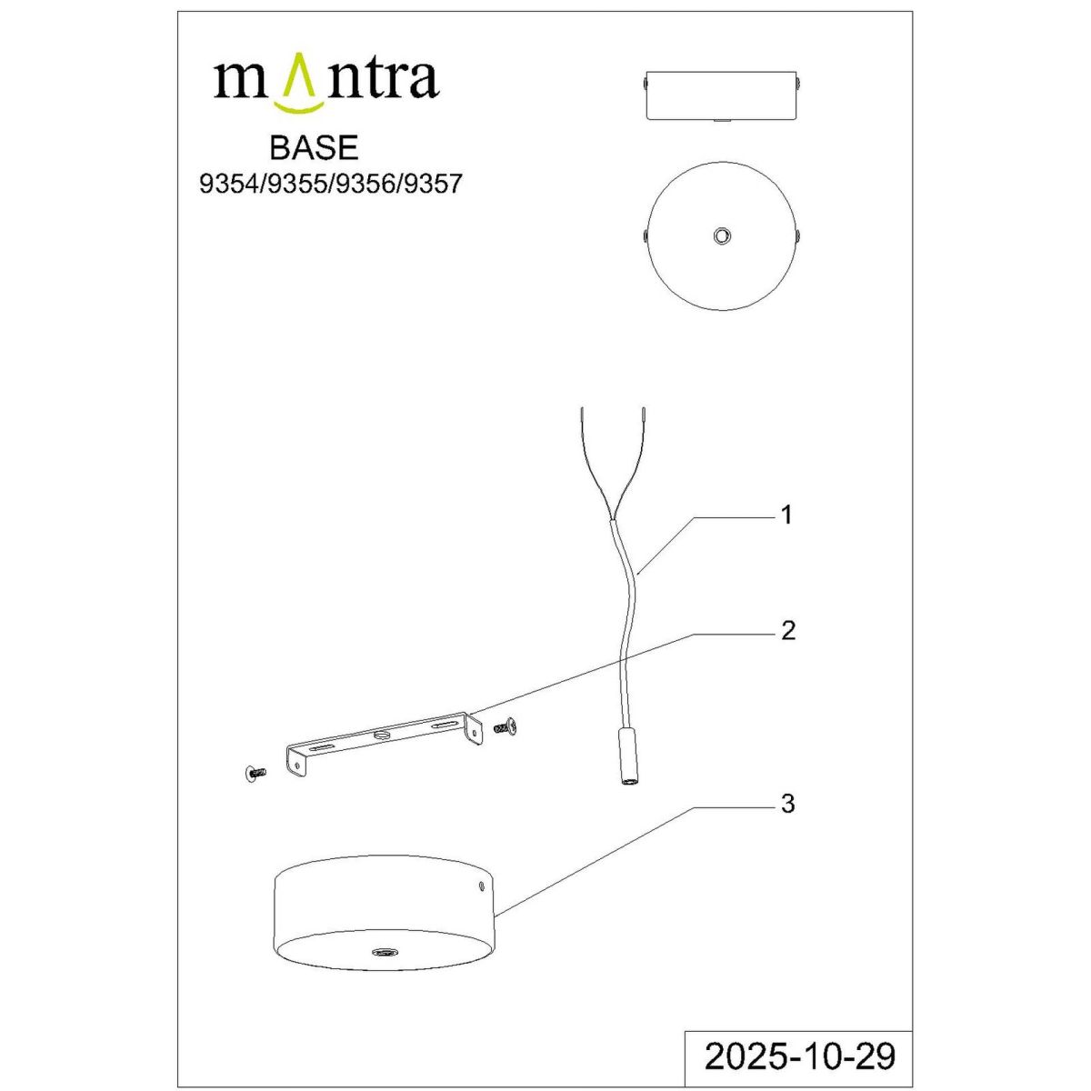 основание потолочное 1l mantra modular light florones 9357