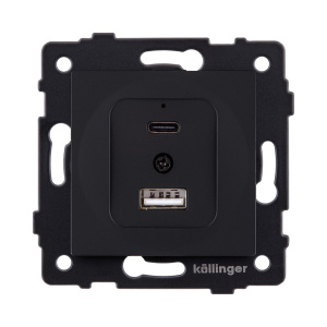 Розетка USB A+C 20W, черный матовый Kollinger REA-037BM для Aspekt, Eleganz, Reflex