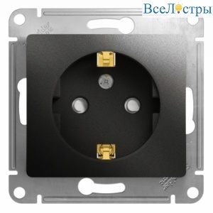 Розетка с/з со шторками, 16А Systeme Electric Glossa Антрацит GSL000745