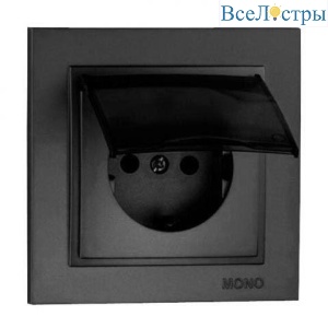 Розетка 2К+З Mono Electric Despina 16A 250V с крышкой винтовое подключение графит 102-202021-118