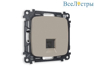 Комплект механизма телефонной розетки RJ-11(4P4C) со шторкой Ambrella Volt Omega MO372030