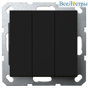 Выключатель трехклавишный Jasmart с накладкой 10A 250V черный матовый (soft touch) G3031PB