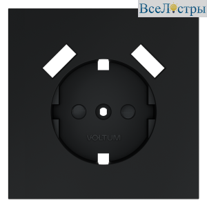 Накладка для розетки с заземлением и защитными шторками, с USB A+A Voltum S70 (графит) VLS000907