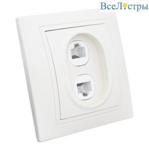 Розетка двойная компьютерная RJ45 скрытой установки IP20,слоновая кость "Дельта" General 477281