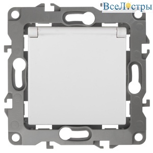 Розетка ЭРА 12 2P E Schuko со шторками с крышкой 16A 250V 12-2003-01 Б0038806