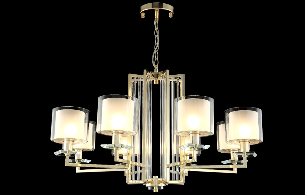 подвесная люстра crystal lux nicolas nicolas sp-pl8 gold/white