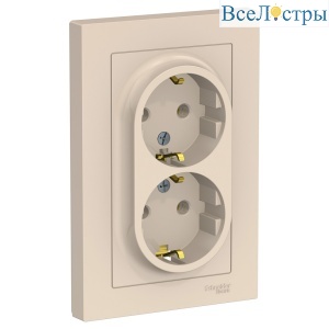 Розетка с/з двойная, 16А, в сборе Systeme Electric AtlasDesign ATN000224