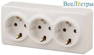 Розетка ЭРА Эксперт 3х2P E Schuko 16A 250V 11-2208-02 Б0020701