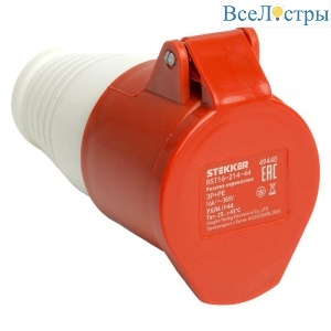 Розетка переносная 3P+PE Stekker с крышкой красный RST16-214-44 49440