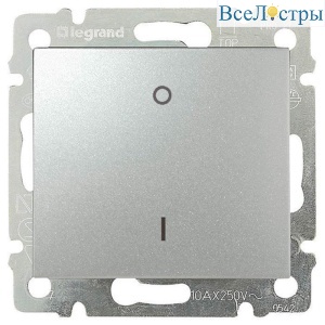 Выключатель одноклавишный трехполюсный Legrand Valena 10A 400V алюминий 770103