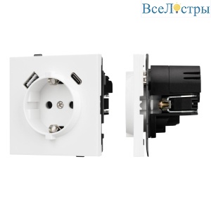 Механизм розетки с USB зарядкой Arlight SCT-TENDO-MUAC-PL-WH (230V, 16A) 054086