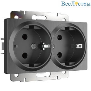 Розетка двойная с заземлением Werkel графит рифленый W1172004 4690389158650