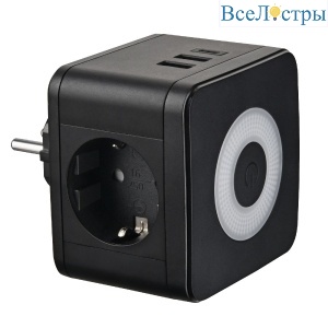 Разветвитель сетевой с выключателем Uniel S-GES2-16SBUC BLACK UL-00011246
