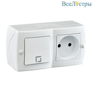 Выключатель - розетка Mono Electric Octans IP20 одноклавишный - 2К белый 104-010101-185