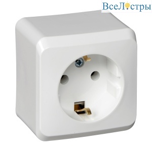 Розетка 1-ая с/з без шторок Systeme Electric Этюд наруж PA16-003B