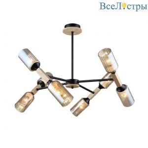 Люстра на штанге IMEX MD.5495-8-S-BK+WOOD