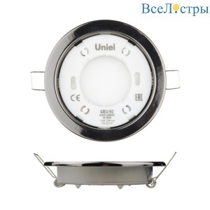 Встраиваемый светильник (UL-00005055) Uniel GX53/H2 Black Chrome 10 Prom