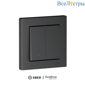 Выключатель 2-кл с подсв., Zigbee, сх.5, L+N, 10А SBER Systeme Electric AtlasDesign Smart Карбон ATN001053Z