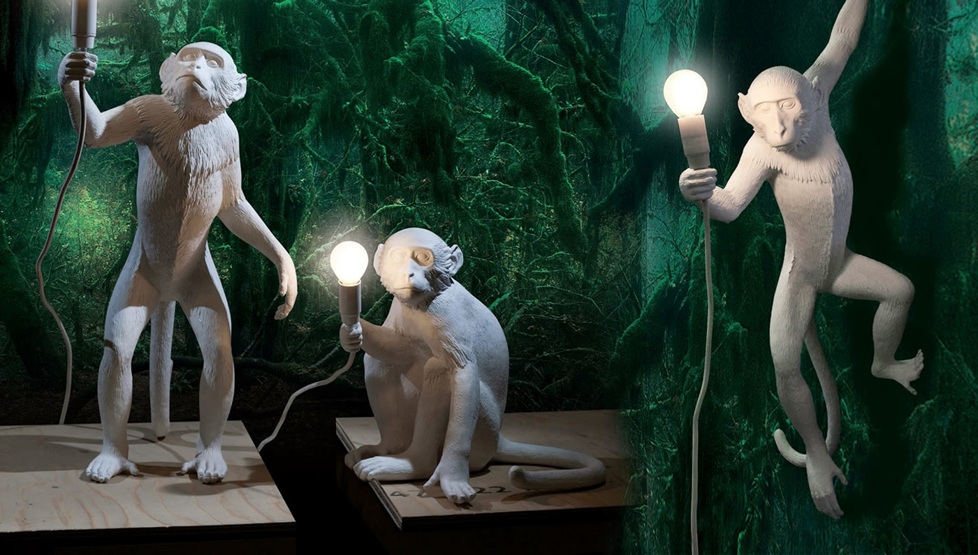 настенный светильник monkey lamp hanging left seletti