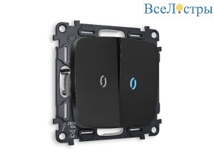 Комплект механизма 2-кл проходного выключателя с подсветкой Ambrella Volt Omega MO804040