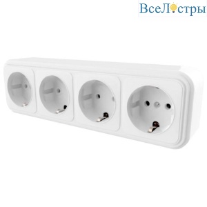 Розетка четырехместная 2P+PE Stekker Брест белый PST16-61-20 39703