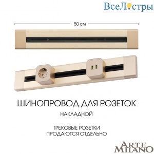 Накладной шинопровод Arte Milano Am-track-sockets 382305TO/50 Gold