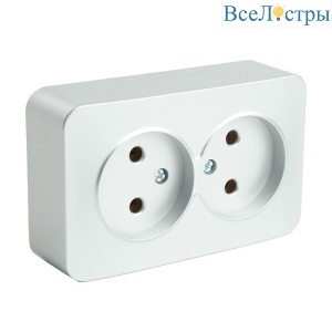 Розетка двойная 2P Stekker София серебро MST10-12-03 49327