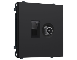 Комплект механизма розетки компьютерной + TV оконечной SIGMA Черный Мягкое касание RJ-45 CAT6/50-870MHz 1dB с/ш QUANT PRO Ambrella Volt MS992510 (SP9925, PR195)