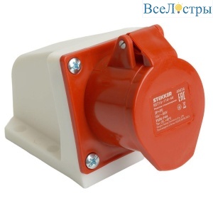Розетка 3P+PE Stekker с крышкой красный RST16-113-44 49434