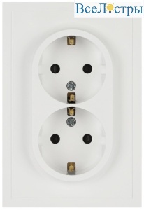 Розетка Эра Galaxy 15-2105-08 с заземлением двойная 2X2P+E Schuko со шторками IP20 16А-250В белый матовый Б0070711