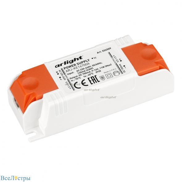 блок питания arlight arj-ke16700a (11w, 700ma) 026509
