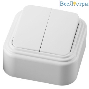 Выключатель двухклавишный Stekker Брест белый PSW06-22-20 32744